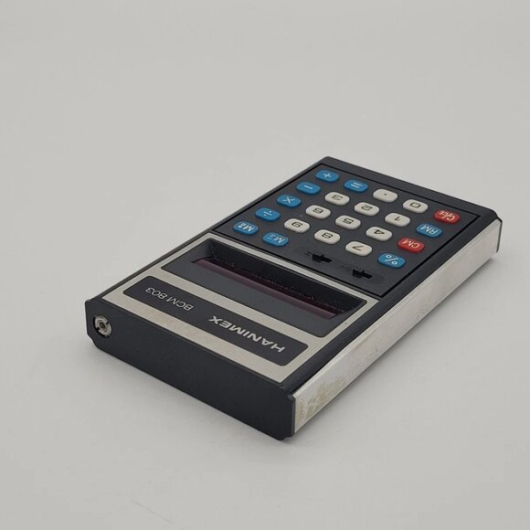 Vintage 1970s Hanimex BCM 803 Calculator W/ Leather Pouch NOT TESTED - corrosion - Picture 5 of 10